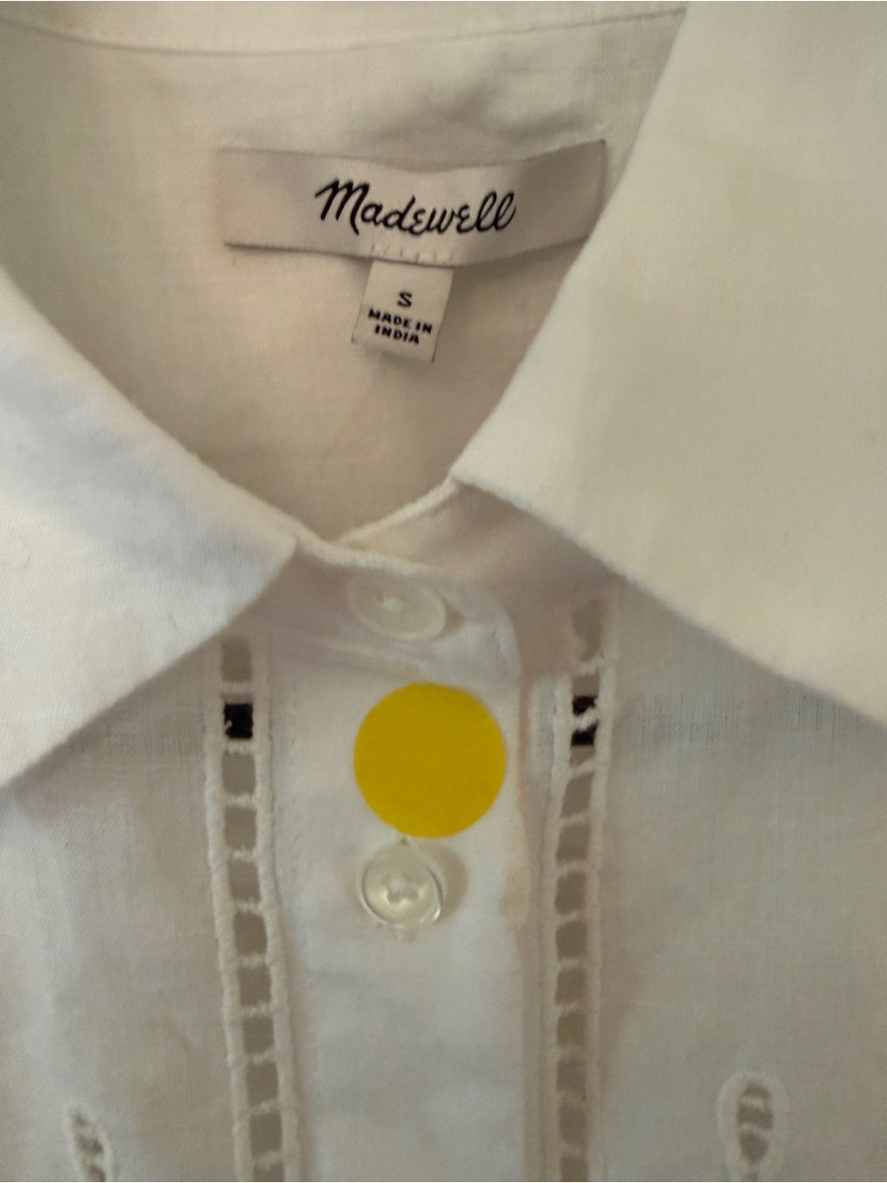 Madewell White Eyelet Boxy Crop Button-Front Shirt Size Small NWT OA388 - Picture 8 of 16